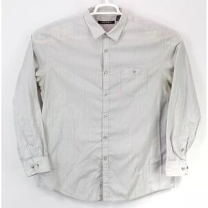 Axist Men's Button Up Long Sleeve Collared‎ Shirt Size XL Gray Dot Pattern